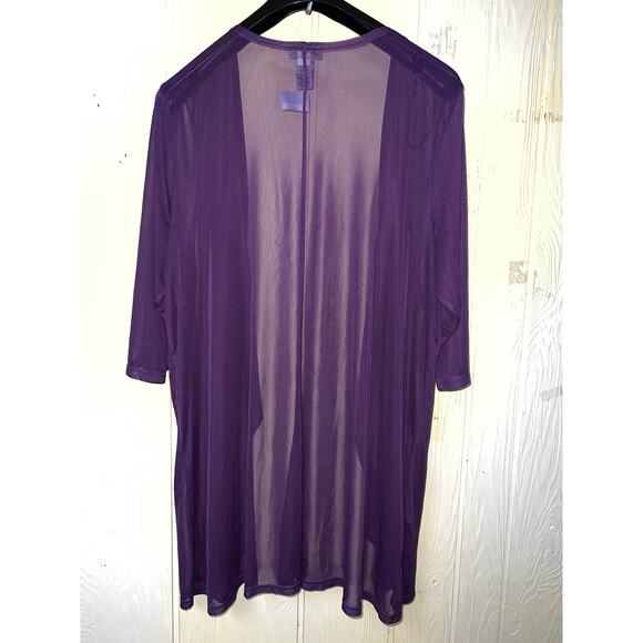Catherines 22W Petite Sheer Mesh Cardigan Topper Jacket Purple Open 22WP NEW - Picture 2 of 5